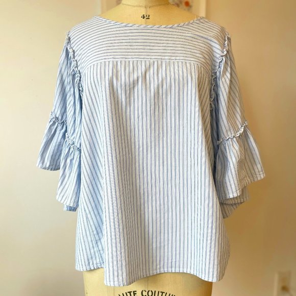 GAP Blue and White Striped Blouse - Picture 1 of 11